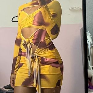Printed mesh dress